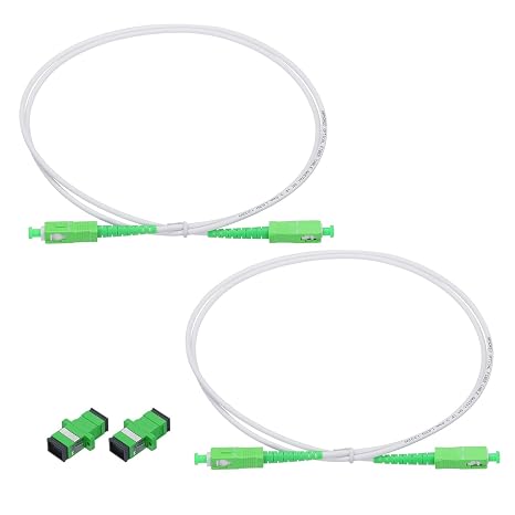 sourcing map 2Pcs 3.3Ft Single Mode Simplex OS2 Armored Fiber Optic Patch Cable LSZH SC/APC-SC/APC Jumper Optical White for Fiber Optic LAN Networks with Adapter