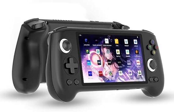 RG556 Retro Handheld Game Console Android 13 System Unisoc T820 5.48-inch AMOLED Screen Built-in 128G SD Card 4423 Games Support 1080p Display Port Output WiFi Video Games Player (RG556 Black)