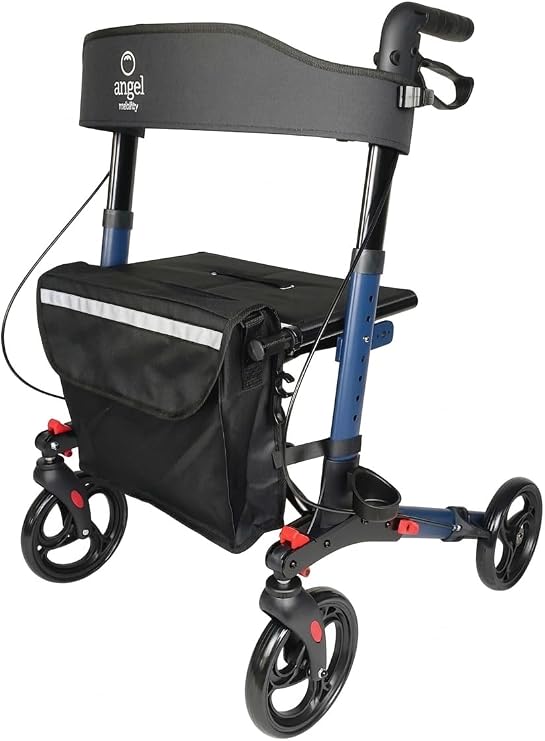 Angel Mobility Lightweight Folding Mobility Rollator Walking Frame Zimmer 4 Wheels with Seat AMR008