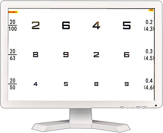 19 Inch Screen Vision Chart Panel Led Visual Acuity Testing Chart, Eye Vision Ophthalmic LCD Optical Tester Monitor, 300+ Visual Markers, Sight Distance Adjustment 1-6m, with Remote Control,White