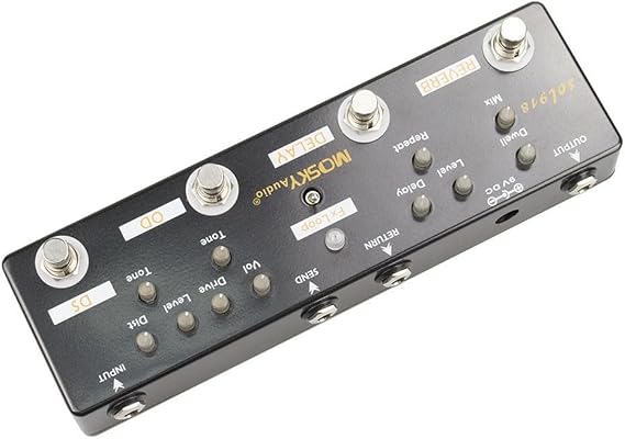 Multi Effects Pedal Guitar Processor with Distortion Delay Reverb Overdrive Loop True Bypass for Electric Guitar Live Performance Black 230x65mm
