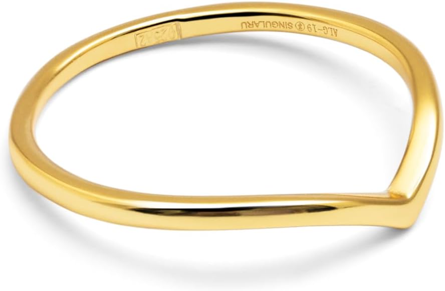 SINGULARU - Peak Ring - 925 Sterling Silver Ring with 18 Kt Gold Plated Finish - Women's Jewellery - Made in Spain - Various Finishes and Sizes