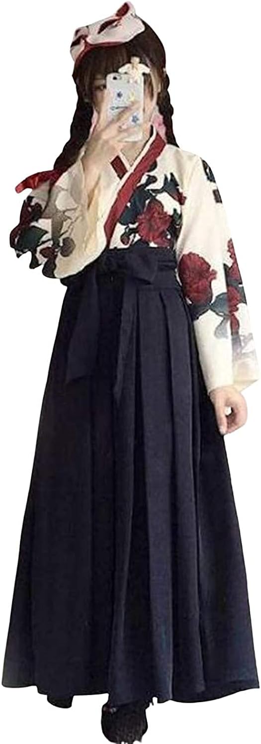 Lady Lazy Taisho Roman, Hakama, Kimono, Kimono, Cosplay, Costume, Long, Cross-Dressing, Womens, Yukata, Rose, Rose Pattern
