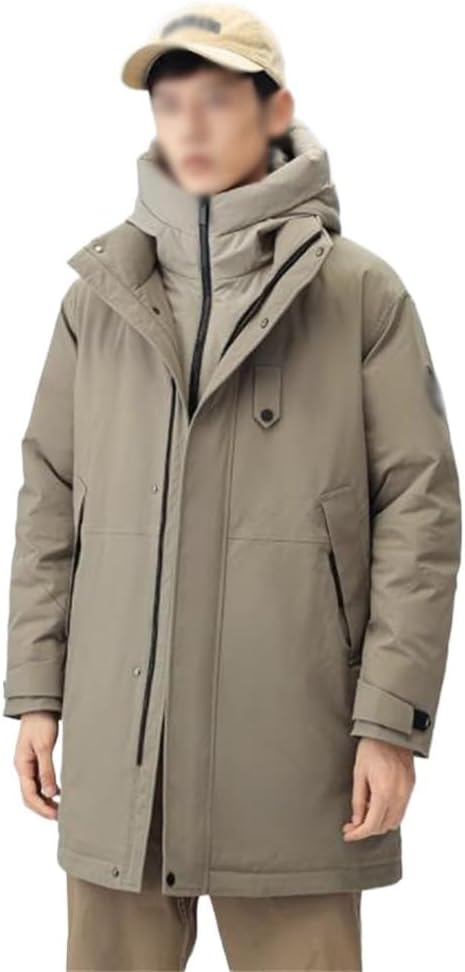 High Collar Down Jacket With Thick Hooded Warm Coat Men Long Winter Cotton-padded Clothes Fake Two