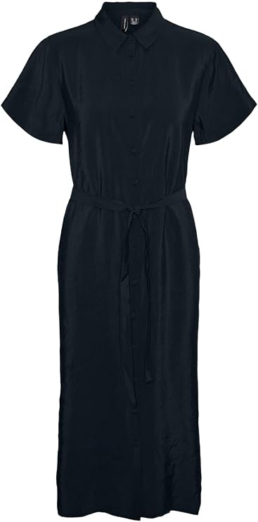 VERO MODA VMQUEENY S/S CALF SHIRT DRESS WVN GA Elbise Kadın