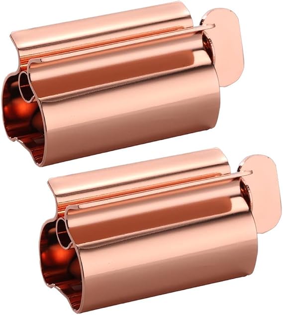 Toothpaste Squeezer 2 Pack - Metal Tube Squeezer Stainless Steel Tube Wringer UDQYQ Toothpaste seat Holder Stand (Coral)