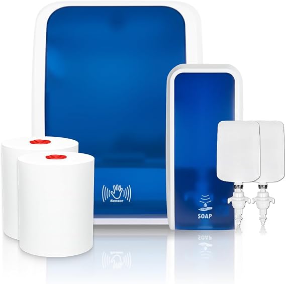 Cosmos Blue and White Washroom Set Sensor + Sensor Soap