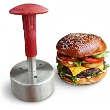 Paslanmaz Çelik Hamburger Presi | Et Köftesi Kalıbı | Yaylı Yuvarlak Tasarım | Ev ve Profesyonel Mutfaklar için Et Şekillendirici (6cm)