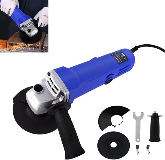 2000W Corded Electric Angle Grinder 115mm Grinding Disc 4 Inch inch Grinder Power Tool with Auxiliary Handle, Wrench and Wheel Disc, 12000 RPM for Sanding Cutting Grinding Polishing
