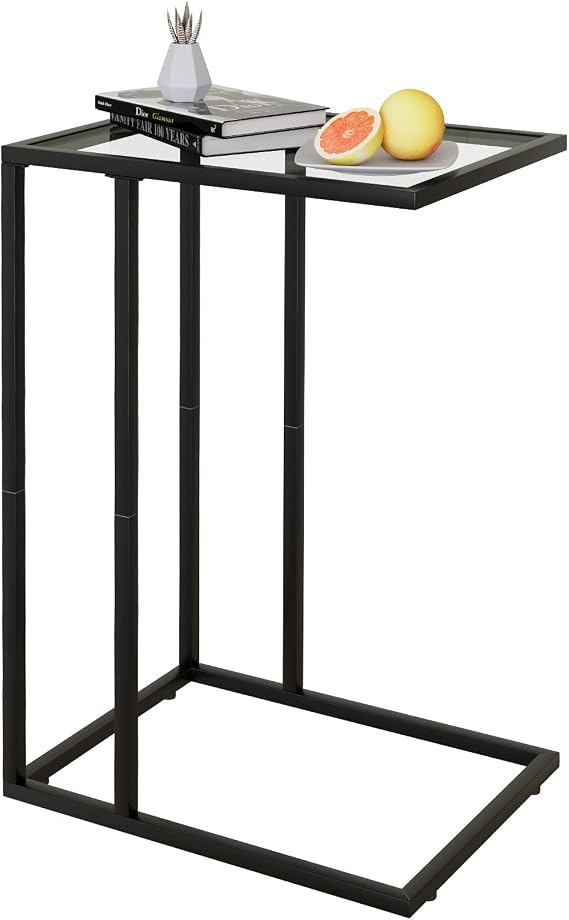 Side Table C Shape Couch Side Tables Coffee Table Small Table Sofa Table Side Tables Bed Side Table Side Table Sofa Coffee Table Small Laptop Tables Sofa Table Glass Material Black