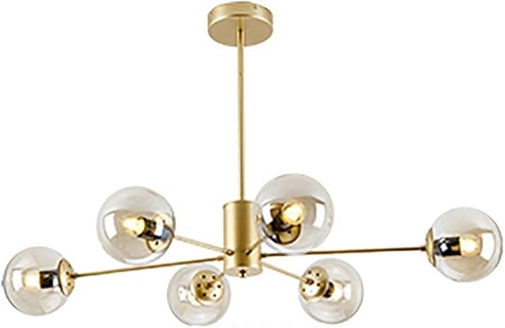 Ceiling Light Fixtures,Bedroom,Dining Room,E27 Nordic Magic Bean Chandelier,Glass Sphere Shades During Light Globes Ceiling Hanging For Kitchen,Gold Sputnik Chandelier-Golden. 6 head [Energy Class A++]