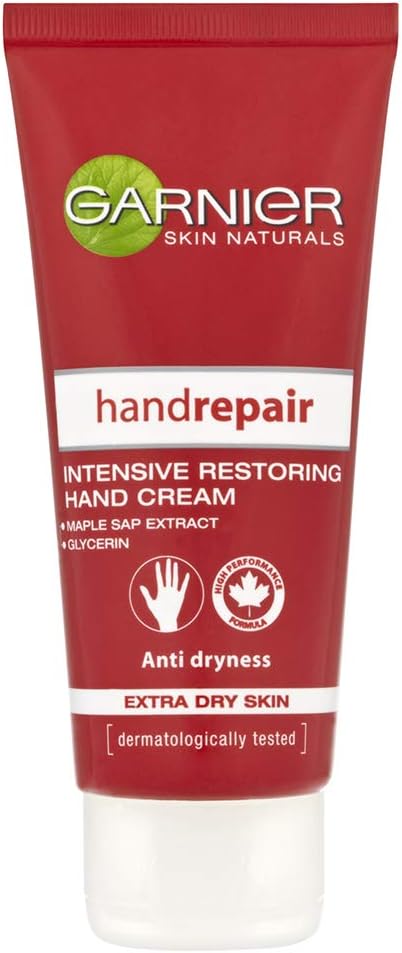 Garnier Hand Repair Intensive Restoring Hand Cream, Nourishing Canadian Maple Sap and Moisturising Glycerin, Leaves Skin Soft and Supple, Restores Extra Dry Hands, Suitable For Sensitive Skin, 100 ml