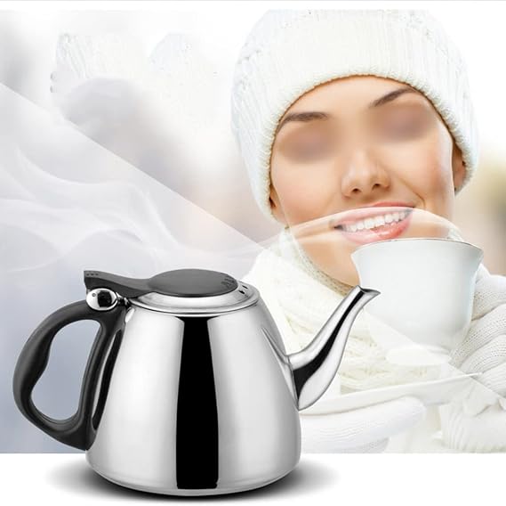 Whistling Kettle Camping Kettle 304 Stainless Steel Stove Top Whistle Kettle With Ergonomic Handle, Stainless Steel Teakettle, Teapot Tea Kettle 1.2L