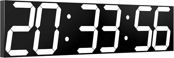 CHKOSDA Digital Wall Clock, Oversize Led Digital Clock with Auto Dimmer, Huge Countdown Timer with Remote Control, 27" Wide Led Display, 6 Digits, Wall Mount, Date and Temperature (White)