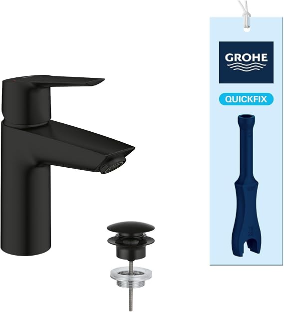 GROHE Start 235512432 QuickFix Basin Mixer Tap (Water Saving Size S, Energy Saving, Quick Assembly, Temperature Limiter)