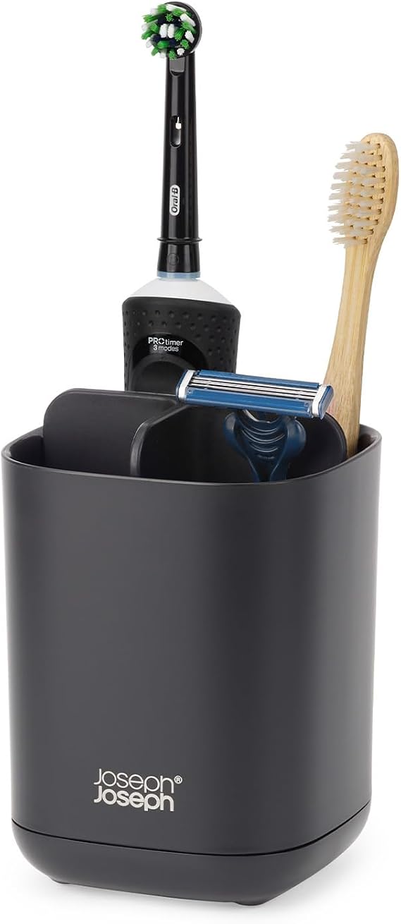 Joseph Joseph Easy-Store Caddy diş fırçası tutucu, banyoda saklama, küçük, mat siyah
