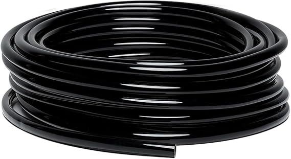 Hydrogarden 10m Irrigation Pipe, I.D 8mm/O.D 11mm Garden Distribution Tubing PVC Lawn Watering Supply Pipe for Garden Irrigation System (Black)