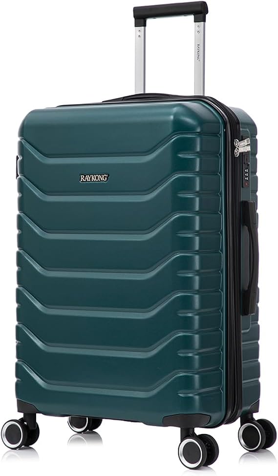 RAYKONG ABS Cabin Suitcase 40x30x20(24L)|Maximum Capacity| Carry-on Luggage with Detachable Wheels for Ryanair | Vueling | EasyJet, Army Green, Medium Suitcase 26"
