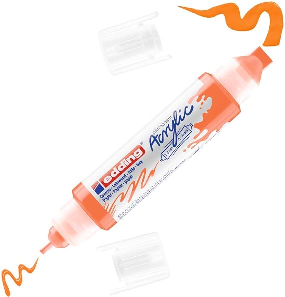 edding 5400 akrilik 3D double liner - fosforlu turuncu - 1 çift uçlu akrilik tüp - 2-3 mm ve 5-10 mm genişliğinde çift uç