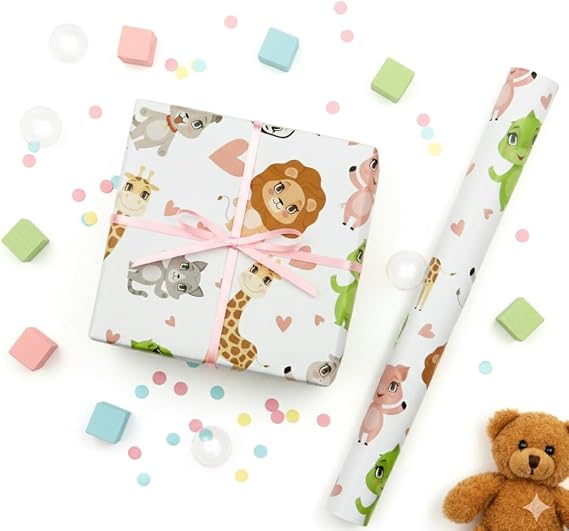 70x100 cm Çocuklara Özel Premium Hediye Paketleme Kağıdı 2'li Set | Eğlenceli Tema, Kalın, Kolay Sarılır, Özel Kutuda Rulo Gönderim | M1