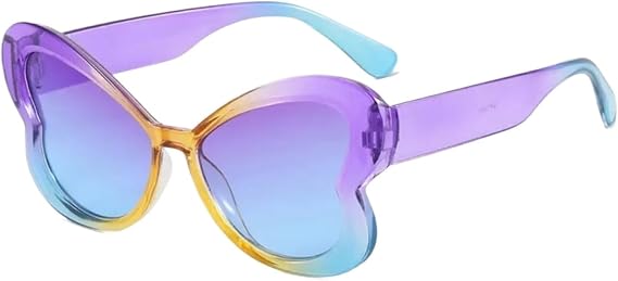 Funny Sunglasses Gradient Butterfly Sunglasses, Trendy Colorful Candy Color Shades Ladies Party Eyewear(Color8)