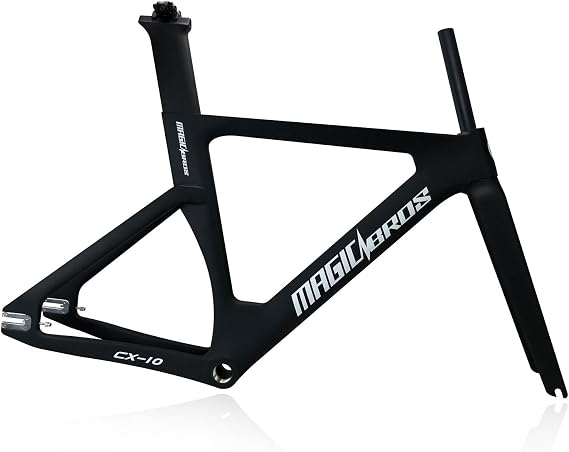 700C Fixed Gear Bike Frameset 49cm 51cm 54cm 57cm Carbon Fiber Racing Track Bike Frame C Brake Bike Frame 100/120mm Quick Release Frame(Black-white,51CM)
