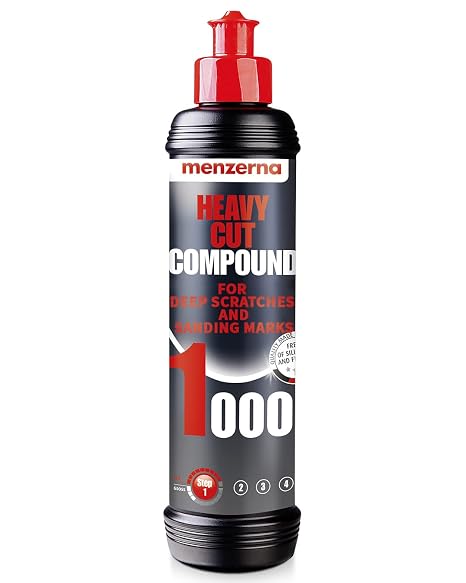 Menzerna Heavy Cut Compound 1000 236 ml - Köpük parlatma pedleri kullanarak derin çizikleri hızlı bir şekilde temizlemek için araba cilası