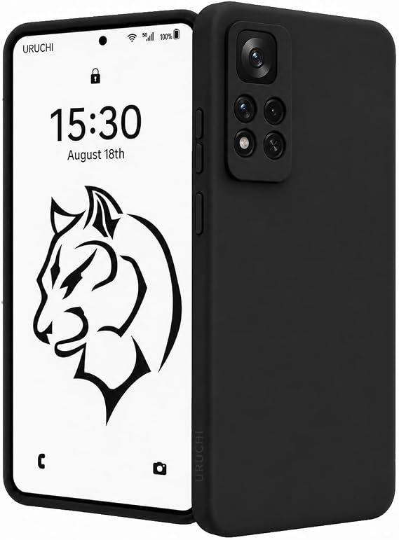 URUCHI Redmi Note 11 Pro Plus ile Uyumlu Kılıf, İçi Kadife Kaplamalı İnce Sıvı Silikon Kapalı Kamera Tam Koruma Yumuşak Silikon Kapak, Siyah