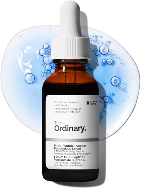 The Ordinary Multi-Peptide + Copper Peptides 1%, Anti-Aging Serum for reducing Fine Lines and Skin Elasticity, GHK-Cu helps boost collagen and elastin production, 30ml