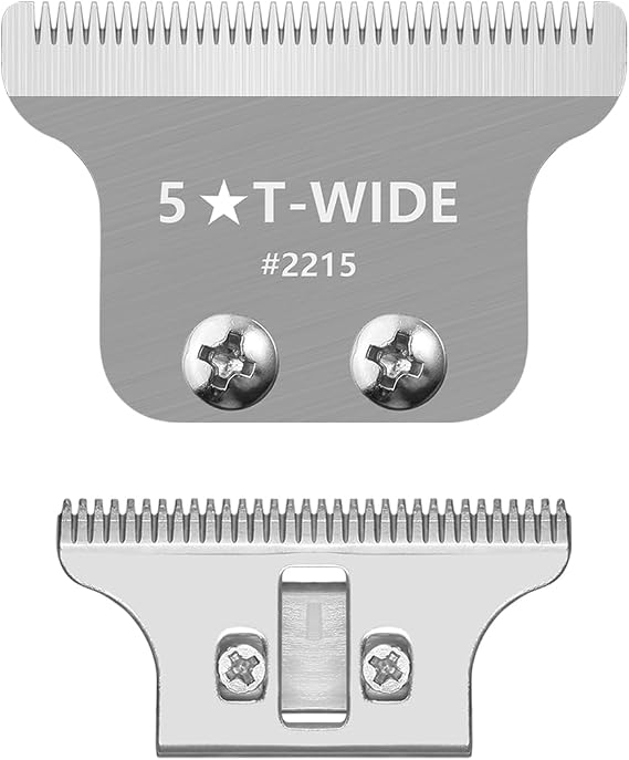 2215 Replacement T Wide Blades for Wahl 5 Star Detailer Li Trimmer 8081 and 8171 - Adjustable Stainless- Zero-Gap Blade, Silver, Steel