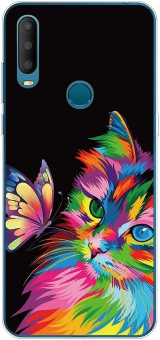 Case compatible with Alcatel 3X 2019,Shockproof Slim Thin Silicone Protective Anti-Fingerprint Anti-Scratch Anti-Fall phone cover - Butterfly Cat