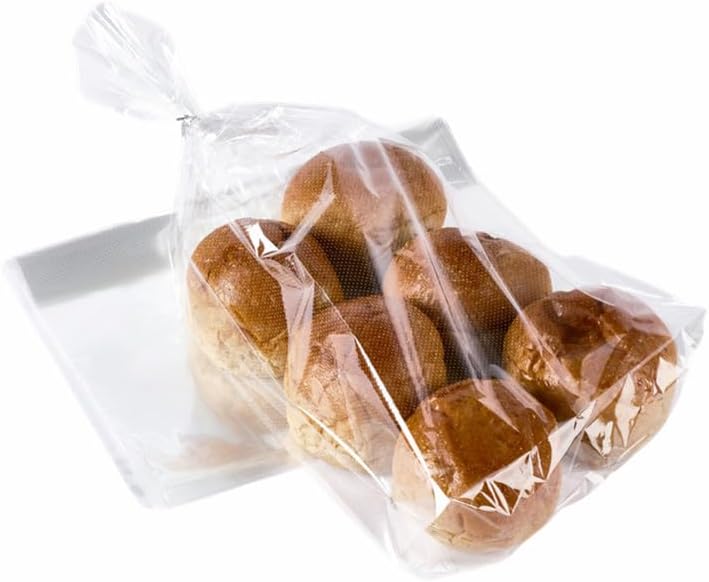 11 x 18 Inch French Bread Bags, 100 Clear Plastic Baugette Long Bags With Free Twist Ties - Mirco Perforated, Thickened, Freezer Safe, Disposable