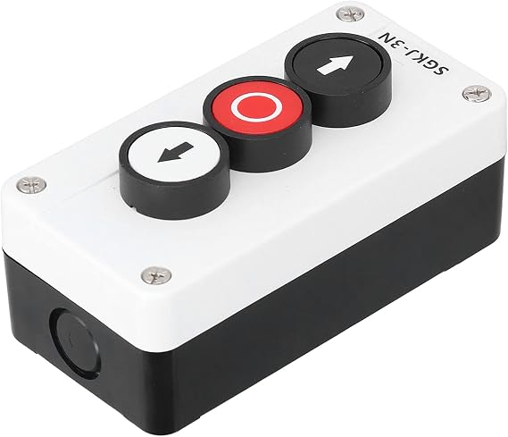 Momentary Switch Station Box, ABS Shell Reset Push Button Switch, Up and Down Stop Control Emergency Stop Button for Roller Door, 3 Way Crane, Truck Lift(SGKJ-3N)