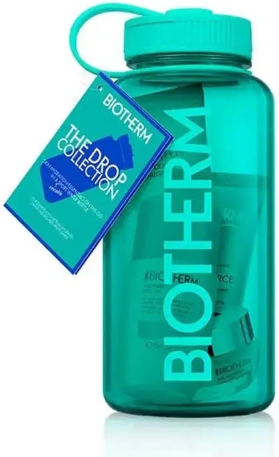 Biotherm Aquasource Drop Set (Aquasource Hyalu Plump Gel 15 ml, Biosource Cleanser 50 ml, Lait Corporel 50 ml & Deo Pure 75 ml), Refreshing Travel & Sports Care Set for Normal Skin