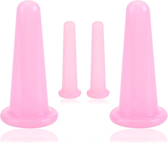 Silicone Facial Cupping Therapy Set, 4PCS Natural Facial Massage Cup Kit