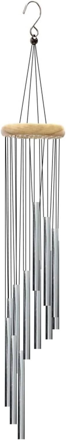 Wind Chimes for Outside with 12 Aluminum Tubes Wind Bells, 23 Inches Melody Windchimes Outdoors for Farmhouse Garden Patio Home Decor (Silver)