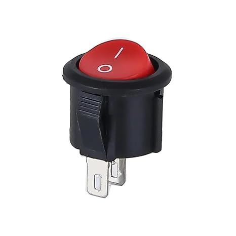 Mini Toggle Press Button Rocker Flick Switch, Plastic 2 Pin ON/OFF Rocker Switches 20mm Diameter Multicolor Pack Of 5 6A/250VAC 10A125VAC(KCD1 Round Red,20PCS)