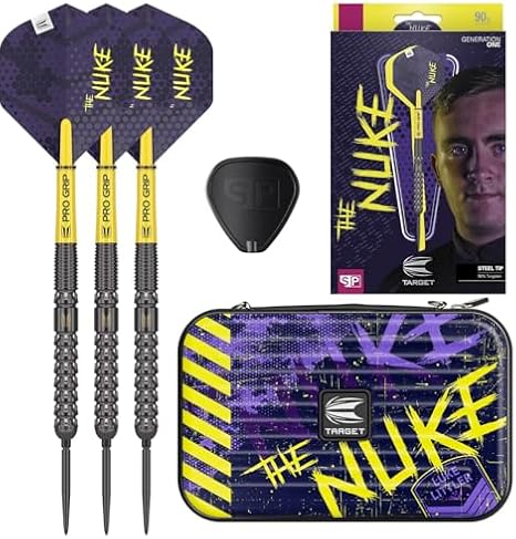 Target Darts Luke Littler 23G G1 Swiss Point Darts Set "The Nuke" XL Takoma Dart Case Wallet Holds 2 x Sets Darts