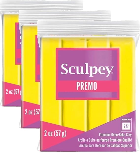 Polyform Premo Sculpey Polymer Clay 2Oz Zinc Yellow Hue, Acrylic, Multicolour (Pack of 3)
