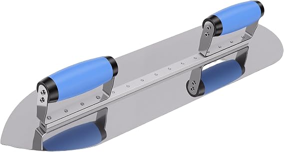 Concrete Plastering Trowel Double Handle Pool Trowel, Stainless Steel, Reinforced Rivets, Wide Head - 20 Inch, Evenly Distributes Pressure, Rounded Design for Comfortable Grip,