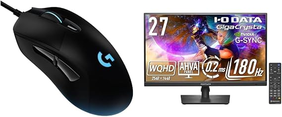 Logicool G Gaming Mouse G403h + I-O Data IODATA Gaming Monitor, 27-Inch GigaCrysta EX-GDQ271JA