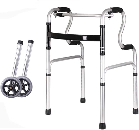 Senior Rolling Walker with 2 Wheels, Foldable Portable Step Assist, Height Adjustable Upright Walker for Elderly Disabled Size: No seat needed