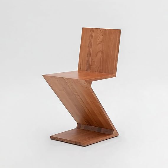 Solid Wood Dining Chair, Modern Minimalist Z-Shaped Design with Backrest, for Dining Room, Living Room, and Art Spaces