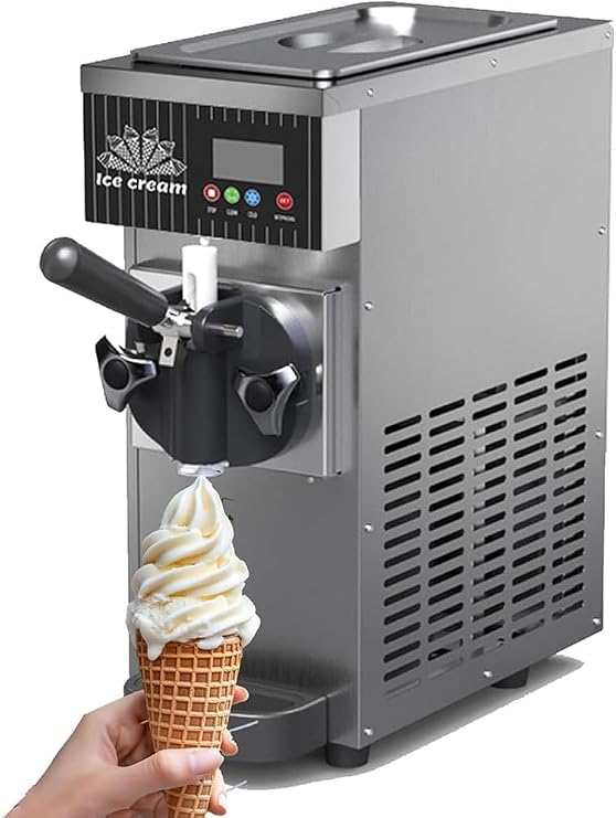 Commercial Soft Serve Ice Cream Maker with Pre-Cooling, Auto Clean, and LCD Panel