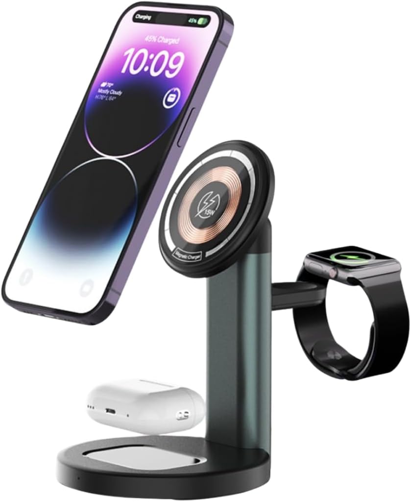 3 in 1 Magnetic MagSafe Compatible Qi2 Wireless Charging Stand Compatible with iPhone - Compatible with Watch - Compatible with Airpods S36-A 3in1