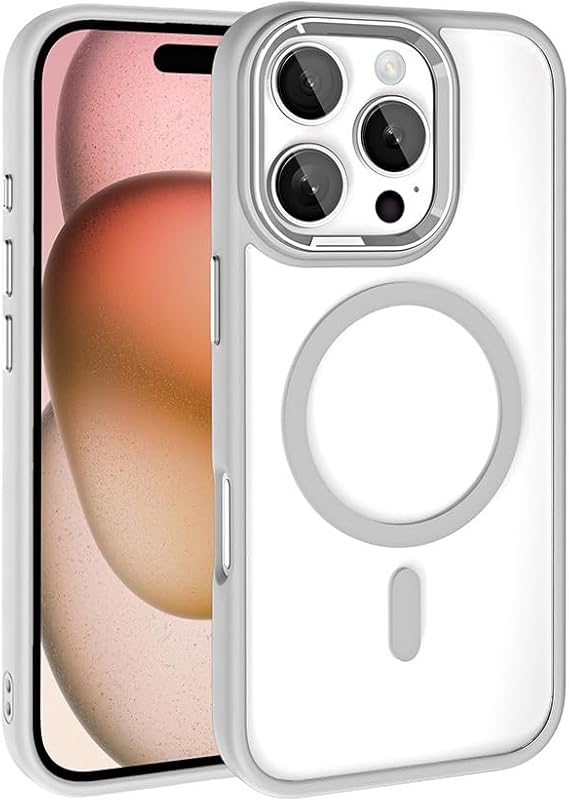 Zore Apple ile uyumlu iPhone 16 Pro Max Kılıf Wireless Şarj Özellikli Krom M-safe Silikon Kapak Gümüş