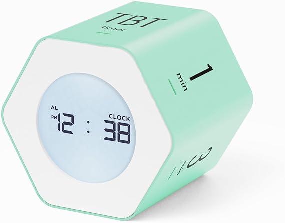 Mooas Multi Hexagon Clock Timer Ver2, Timer for Study, 12/24 Hour Mode, Count Up/Down Timer, 6 Types of Time Settings, Backlit Display, Pomodoro Timer, Rotating Display, Kitchen Timer, Cooking Timer