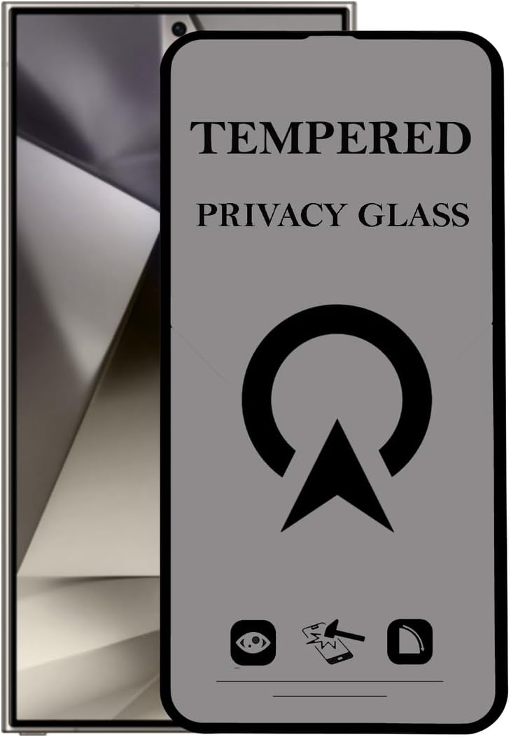 KZY İletişim Samsung Galaxy S24 Ultra ile Uyumlu Tam Kaplayan Privacy Hayalet Temperli Ekran Koruycu Cam