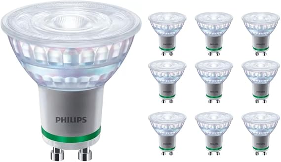 Philips Master Ultra Efficient GU10 LED Bulb, 2.1W Replaces 50W, 375lm, 2700K Warm White, 36° Beam Angle, Pack of 10