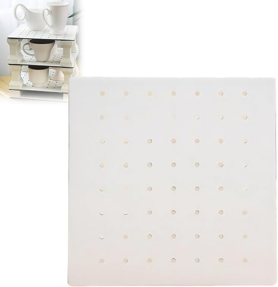 Square Pottery Insulation Panel,Heat Resistant Perforated Pottery Kiln Shelf,Ceramic Kiln Board with Round Holes,Ultra Thin 0.5cm with 30kg Load Bearing, for Clay Art Firing, Glazing